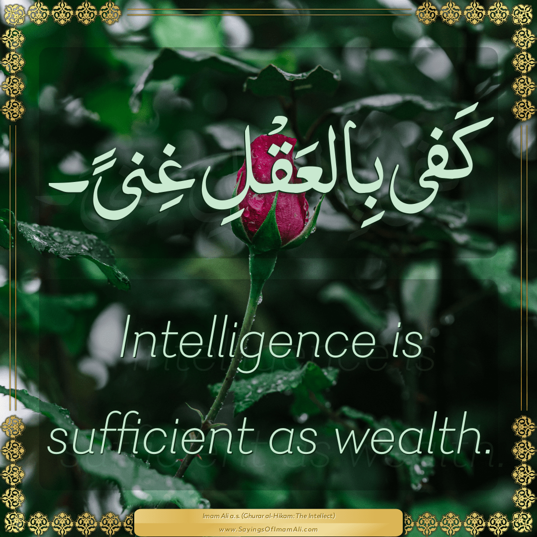 Intelligence is sufficient as wealth.